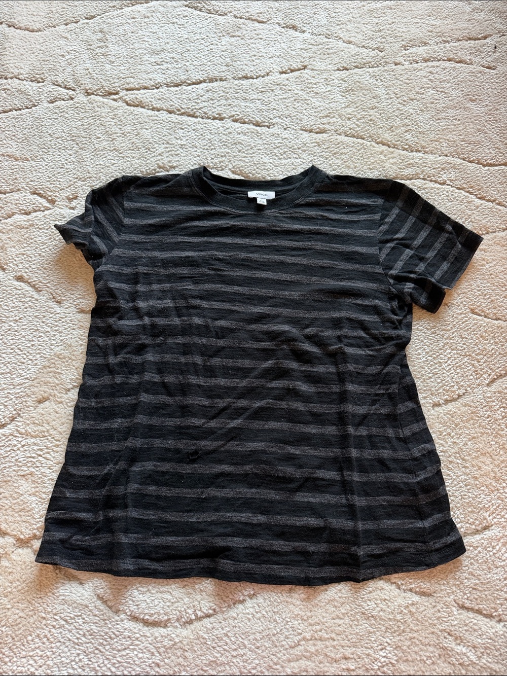Vince Black & Charcoal Striped Short Sleeve Tee
